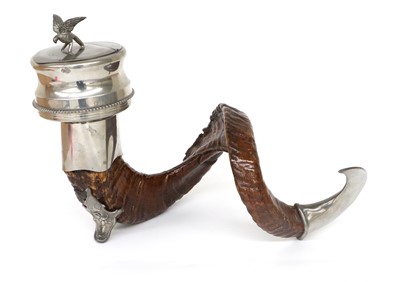 Lot 414 - A Pewter-Mounted Ram's Horn Table Snuff Mull,...