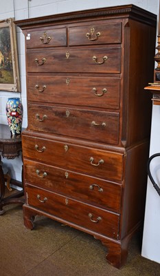 Lot 1383 - George III Mahogany Chest on Chest, with...