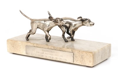 Lot 404 - "Foxhounds" A Sterling Silver Figure Group,...