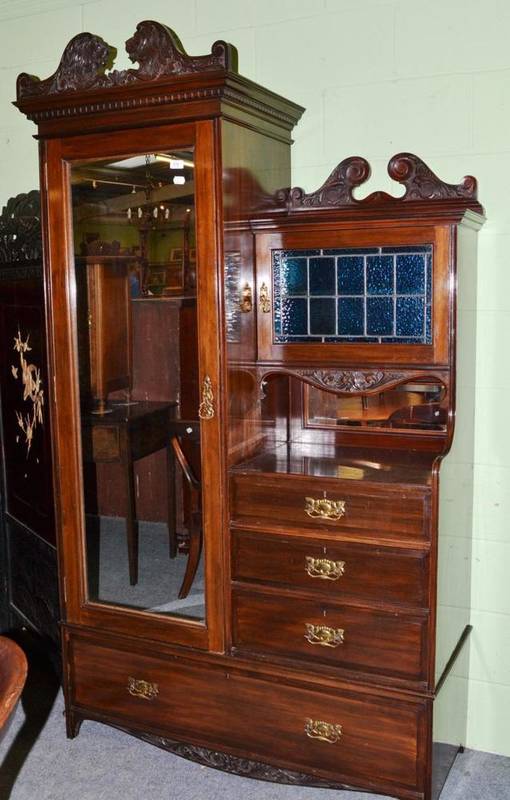 Lot 436 - A mahogany mirrored dressing table/wardrobe