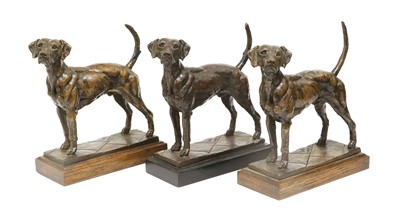 Lot 413 - Three Reproduction Bronzed Resin Figures of...