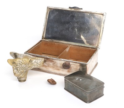 Lot 407 - A Silver Plated Table Cigarette Box, engraved...