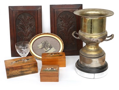 Lot 405 - Three Assorted Wooden Hinged Boxes, decorated...