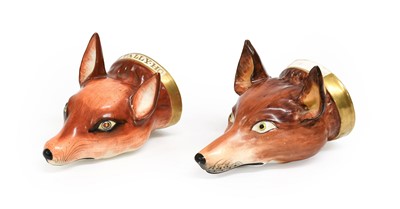 Lot 82 - An English Porcelain Fox Mask Stirrup Cup, mid...