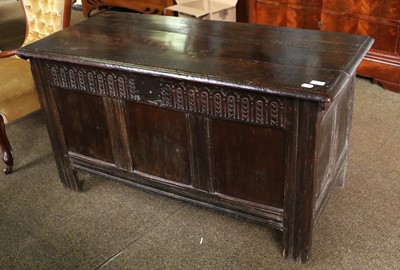 Lot 1325 - A Late 18th Century Oak Three Panel Coffer,...