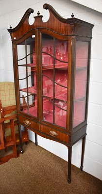 Lot 1294 - A Mahogany Display Cabinet, with broken swan...