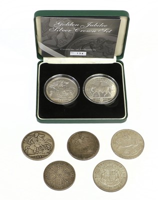 Lot 86 - Assorted UK Silver Crowns, 7 coins comprising;...