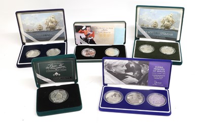 Lot 406 - 10x Royal Mint, Silver Proof Crowns, of which...