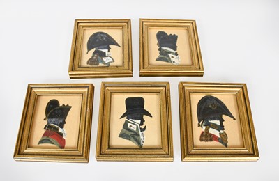 Lot 332 - A Set of Five Silhouette Portrait Miniatures,...