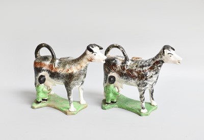 Lot 136 - A Pair of Pearlware Cow Creamers, mid 19th...