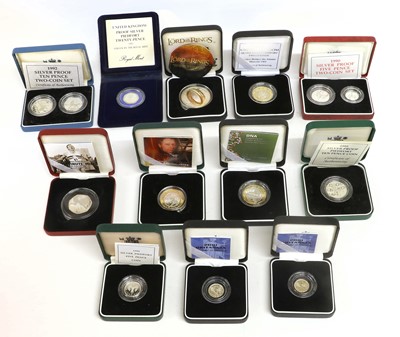 Lot 382 - Assorted Royal Mint Silver Proof Coins, 14...