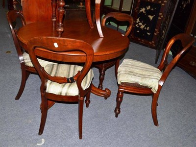 Lot 449 - A set of five Victorian mahogany balloon back dining chairs (one missing back) and Victorian...