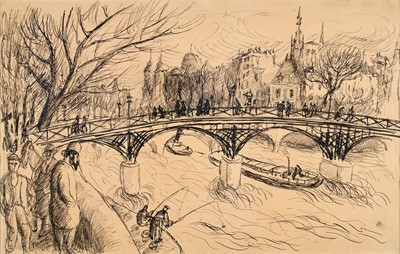 Lot 574 - Christopher Wood (1901-1930) "Footbridge on...