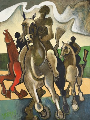 Lot 609 - Geoffrey Key (b.1941) "Horses" Signed and...