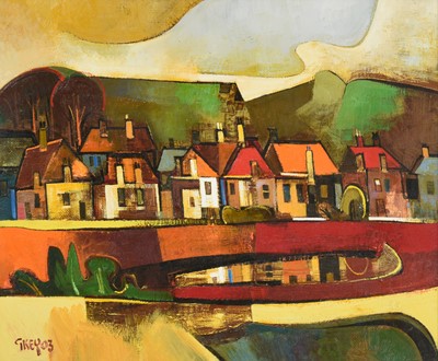 Lot 607 - Geoffrey Key (b.1941) "Houses and Hills"...