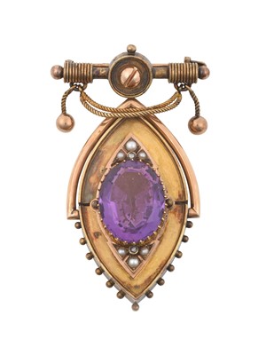 Lot 2374 - A Late 19th Century Amethyst, Split Pearl and...