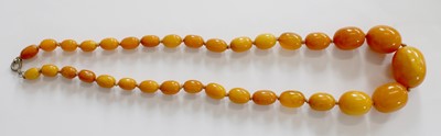 Lot 202 - A Graduated Amber Bead Necklace, length 62cm...