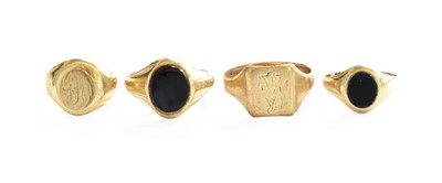 Lot 178 - Two 9 Carat Gold Signet Rings, engraved with...