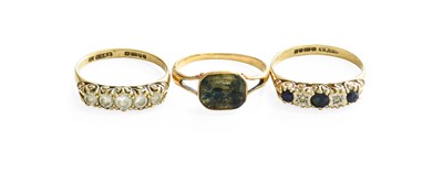 Lot 216 - A 9 Carat Gold Sapphire and Diamond Five Stone...