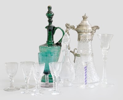 Lot 73 - A Victorian Cut Glass Claret Jug, with silver...