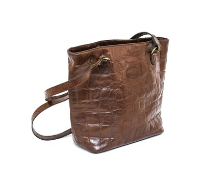 Lot 2030 - Large Mulberry Brown Croc Style Shoulder Bag...