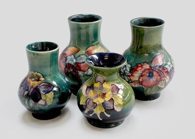 Lot 41 - Four Walter Moorcroft Vases, all in the Orchid...