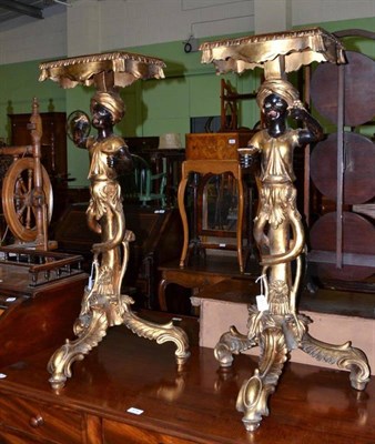Lot 473 - Pair of gilt decorated Blackamoor stands