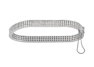 Lot 2347 - A Diamond Bracelet three rows of princess cut...