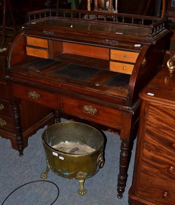 Lot 475 - Small Victorian roll top desk with sliding writing surface and fitted drawers