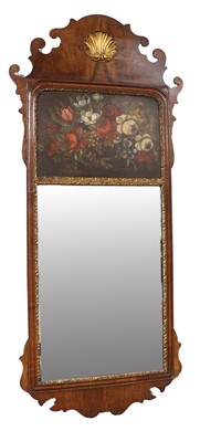 Lot 1357 - A 1920's Parcel Gilt Walnut Fretwork Mirror,...