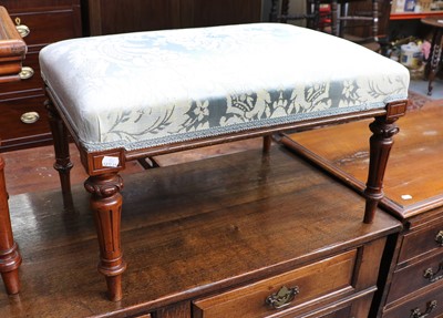 Lot 1333 - A Victorian Mahogany Framed Damask Stool, 67cm...