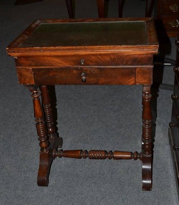 Lot 478 - A Victorian walnut work table on stretcher base