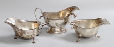 Lot 6 - Three Various George V Silver Sauceboats, One...