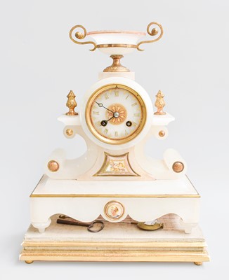 Lot 26 - An Alabaster Striking Mantel Clock, circa 1890,...