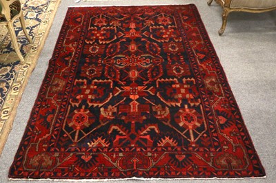 Lot 1155 - Unusual Hamadan Rug, the midnight blue field...