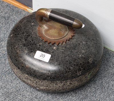 Lot 20 - A Granite Curling Stone, handle monoagramed JA