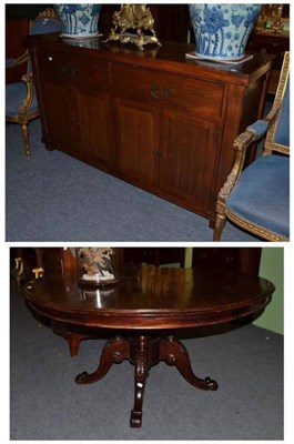 Lot 488 - A Victorian plum pudding mahogany circular table and a craftsman-built elm sideboard