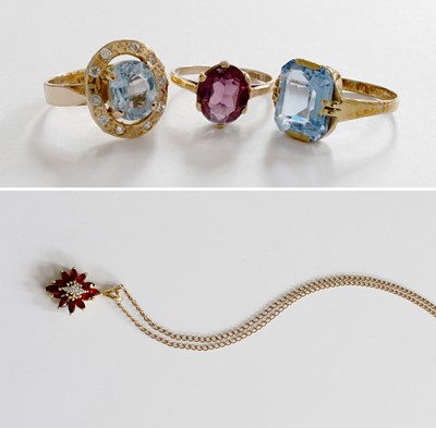 Lot 261 - Two Blue Synthetic Spinel Rings, finger sizes...