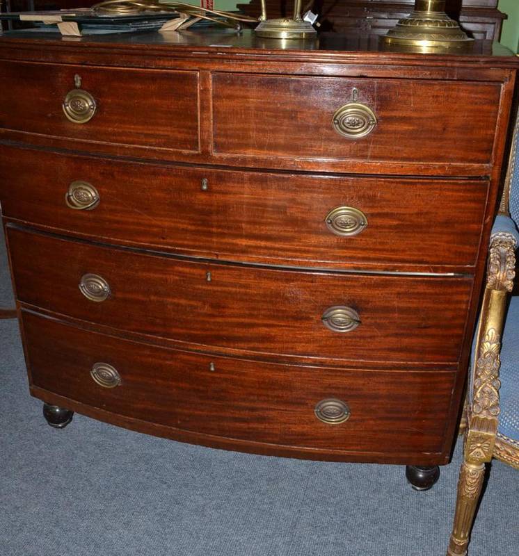 Lot 494 - A 19th century mahogany bow front chest of drawers