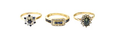 Lot 356 - Two 9 Carat Gold Sapphire and Diamond Cluster...