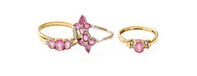 Lot 391 - A 9 Carat Gold Pink Sapphire and Diamond Ring,...