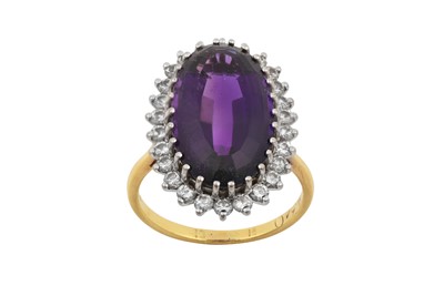 Lot 2256 - An Amethyst and Diamond Cluster Ring the oval...