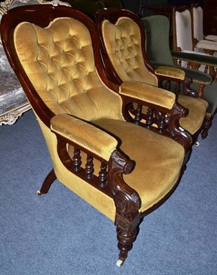 Lot 497 - A mahogany gentleman's chair and matching lady's chair