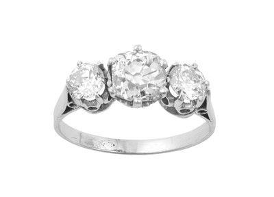 Lot 2240 - A Diamond Three Stone Ring the graduated old...