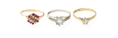 Lot 390 - Three Dress Rings, comprising of a 9 carat...