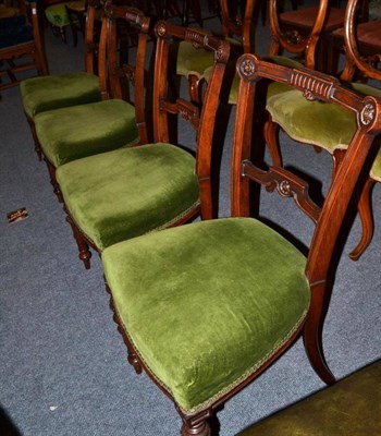 Lot 505 - Four late Victorian walnut framed dining chairs