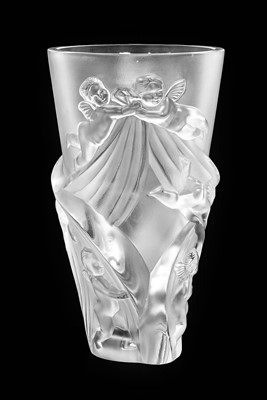 Lot 12 - A Lalique Frost Glass ''Angelots'' Vase,...