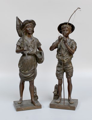 Lot 75 - A Bronze Figure of a Young Fisherman, signed ''...