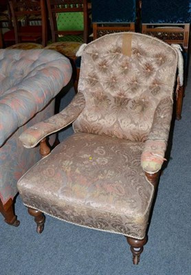 Lot 509 - Victorian mahogany button back open armchair