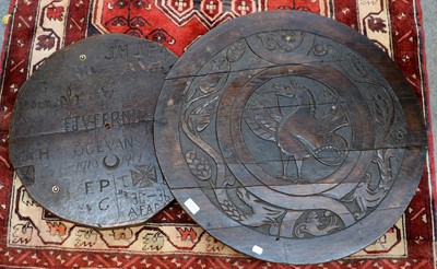 Lot 1260 - A Carved Oak Rotating Lazy Susan, composed of...